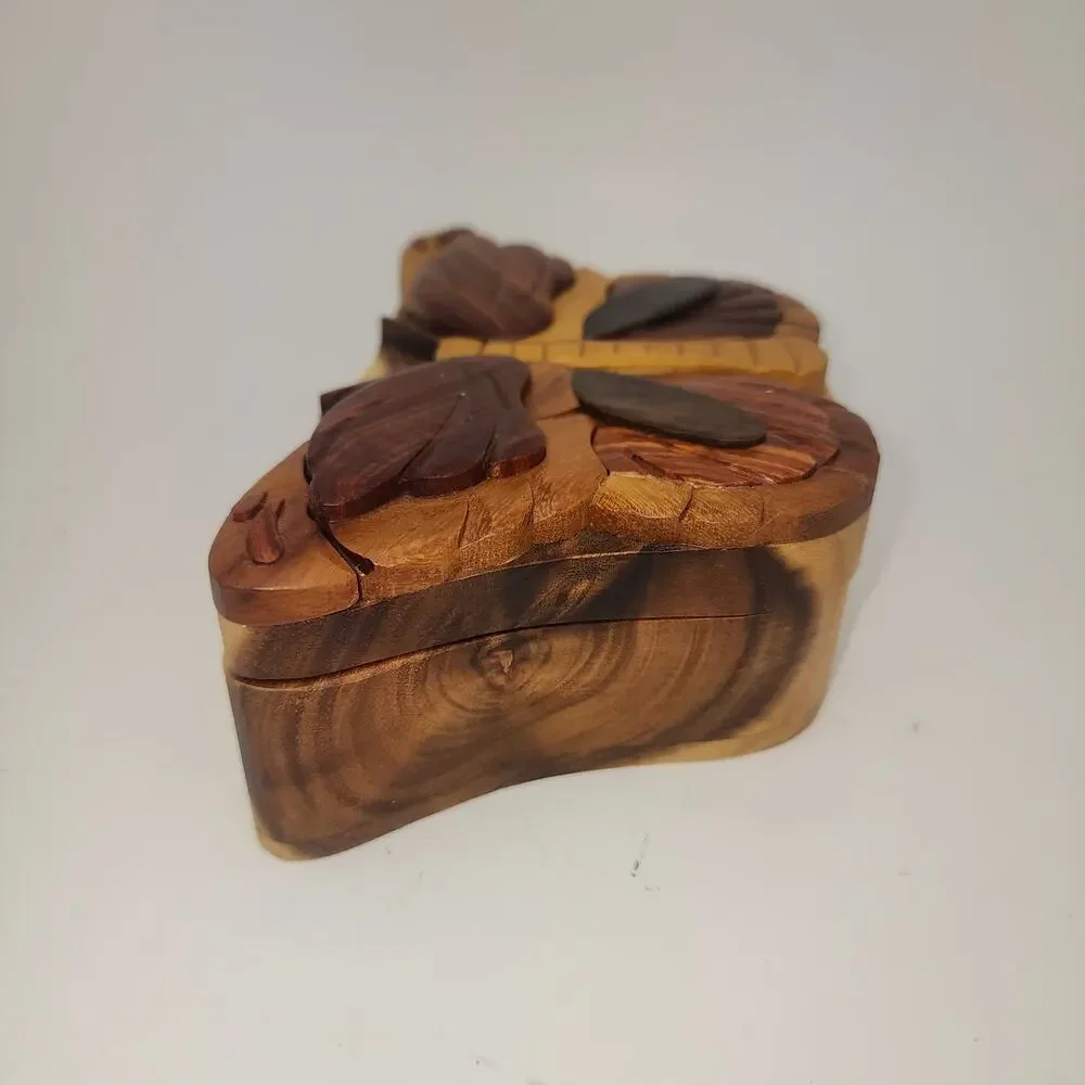 Carver Dan’s Wood Puzzle Box Butterfly Trinket Box